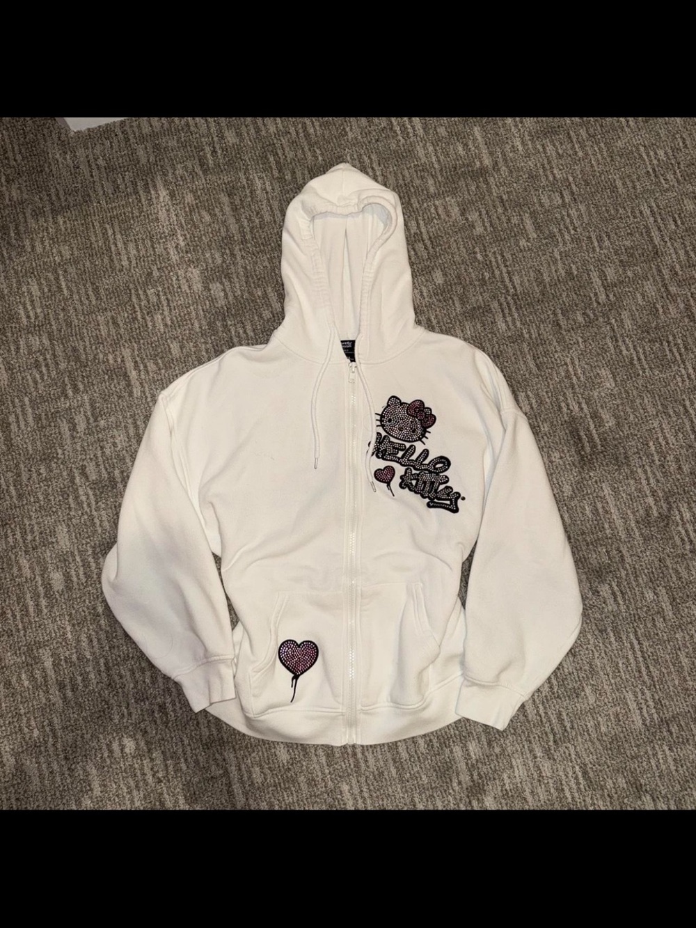 Forever 21 White Hello Kitty Zip Hoodie with Pink Accents